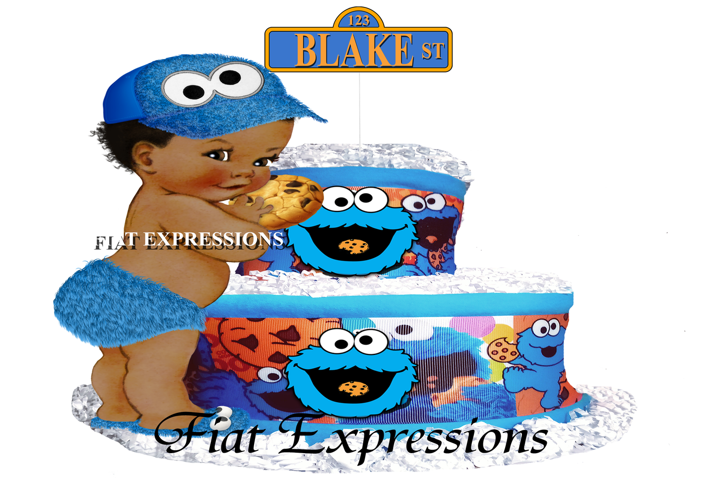 Cookie Monster Diaper Cake