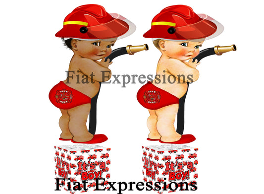 Fireman Firefighter Truck Baby Shower Centerpiece