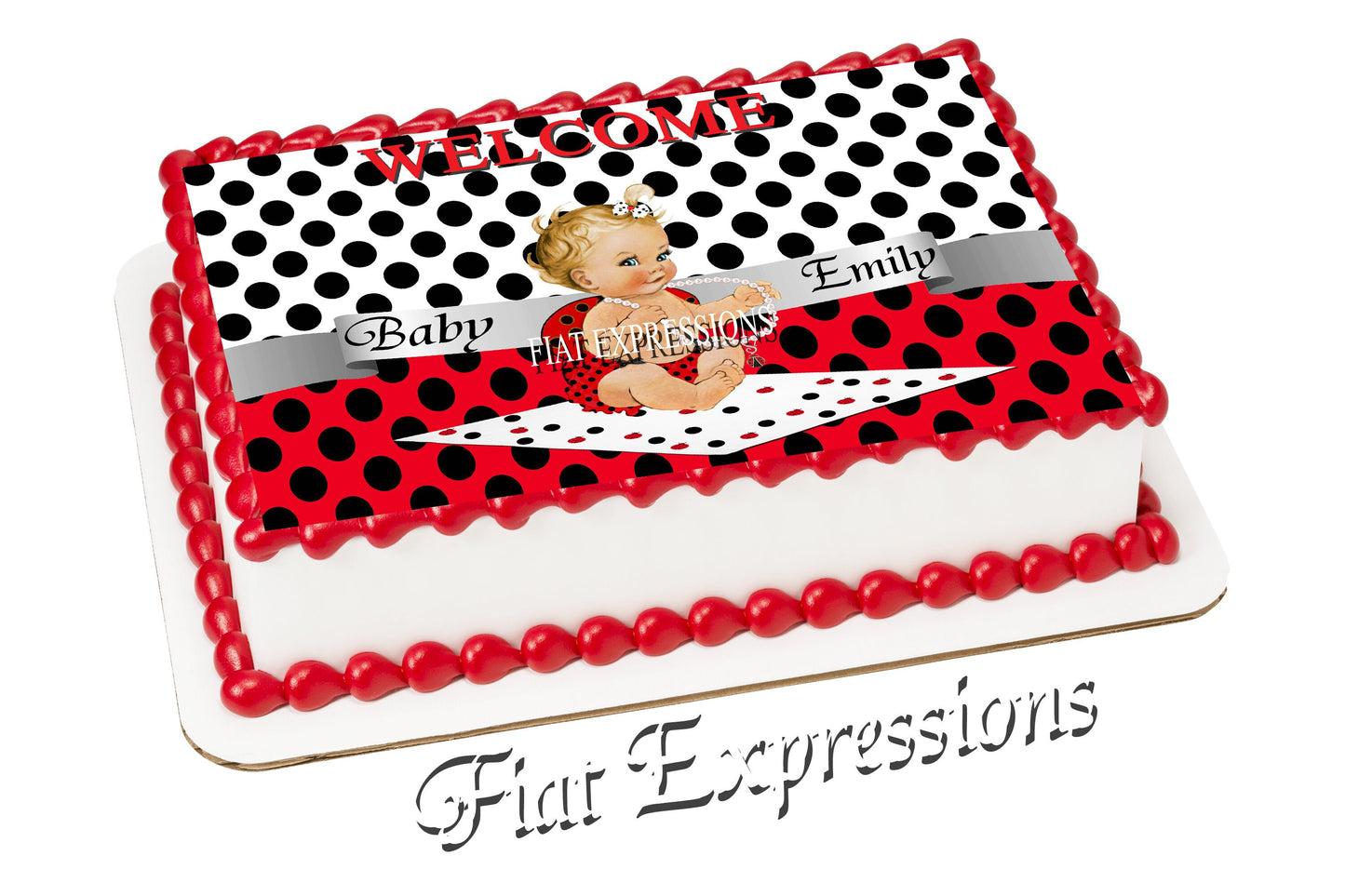 Ladybug Baby Shower Edible Cake Image Digital File