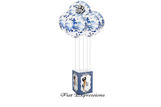 Denim & Diamonds Girl Blue Silver Baby Shower Balloon Centerpiece