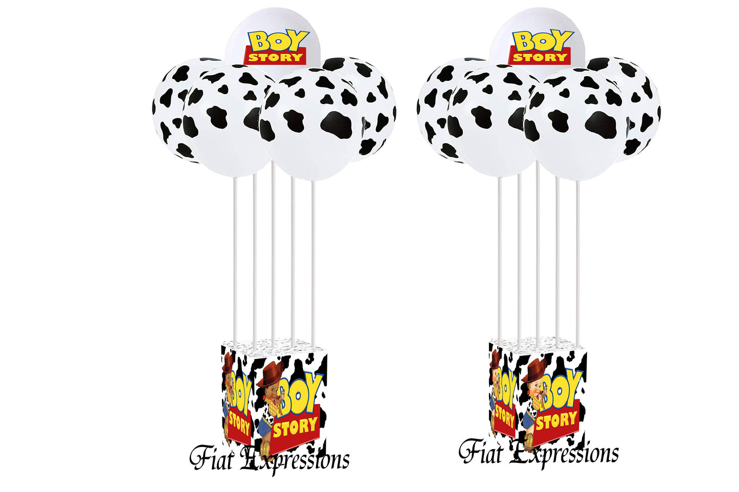 Boy Story Cow Pattern Baby Shower Balloon Bouquet