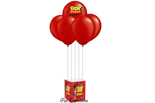 Boy Story Red Balloon Baby Shower Table Centerpiece