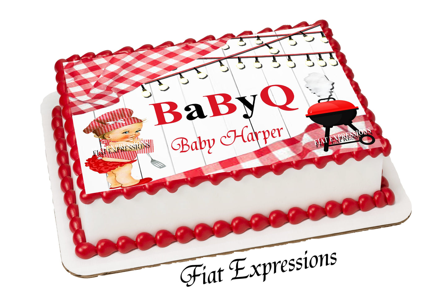 Baby-q Girl Red Baby Shower Edible Cake Image Digital File