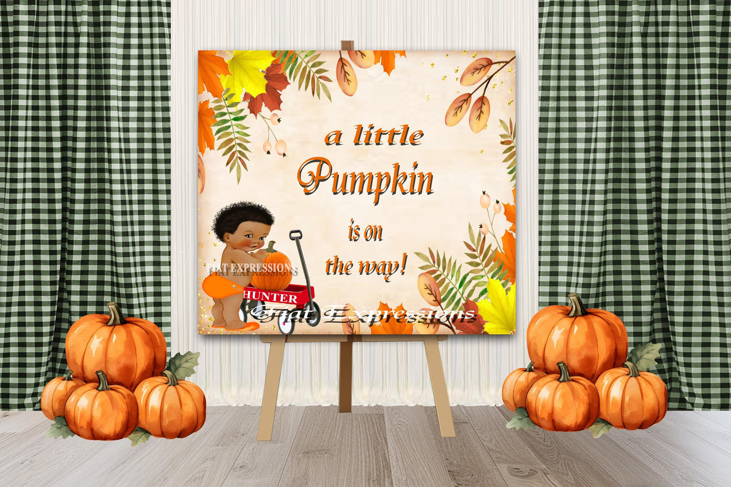 Fall Autumn Pumpkin Boy Orange Baby Shower Centerpiece