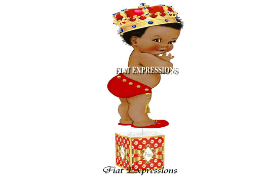 Princ Red Gold Baby Shower Table Centerpiece