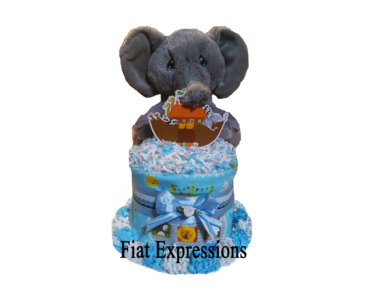 Elephant Blue Noah's Ark Mini Diaper Cake