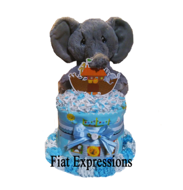 Elephant Blue Noah's Ark Mini Diaper Cake