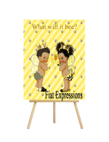 Fiat Expressions Bee Yellow Stripes Gender Reveal Poster Backdrop