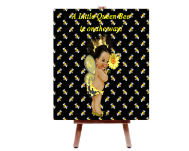 Black & Gold Queen Bee with Bees Baby Shower Poster