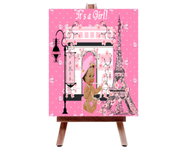 Fiat Expressions Paris Pink Eiffel Tower Baby Shower Poster Backdrop