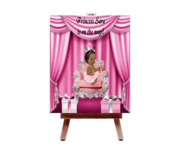 Pink & Silver Princess Baby Shower Poster Board
