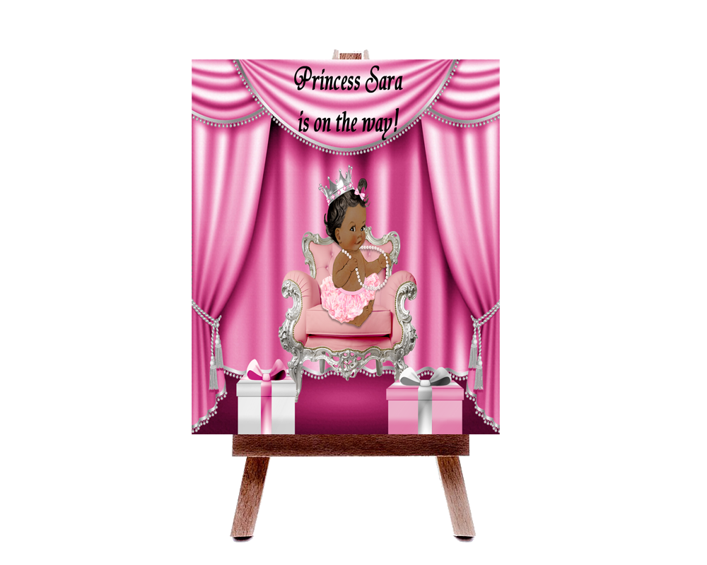 Pink Silver Princess Baby Shower Poster Board Fiat Expressions