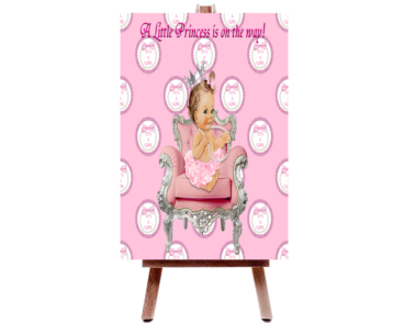 Fiat Expressions Princess It's A Girl Pink Silver Baby Shower Poster Backdrop
