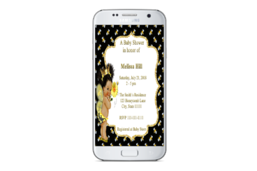 Fiat Expressions Queen Bee Black Gold Bees Baby Shower Invitation Digital