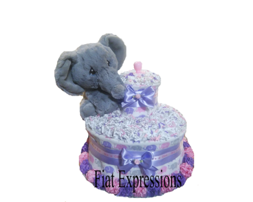 Elephant Pink Purple Diaper Cake