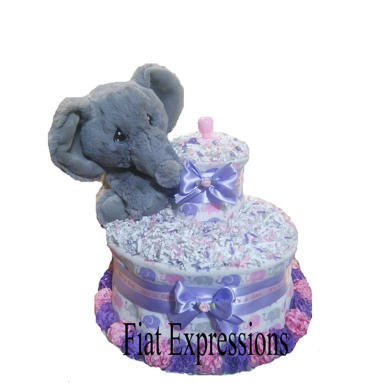 Elephant Pink Purple Diaper Cake