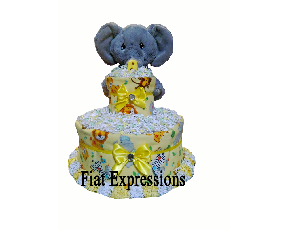 Jungle Safari Elephant Yellow Diaper Cake