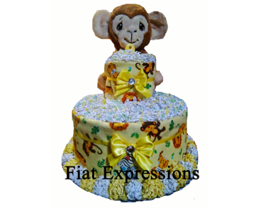 Jungle Safari Monkey Yellow Diaper Cake