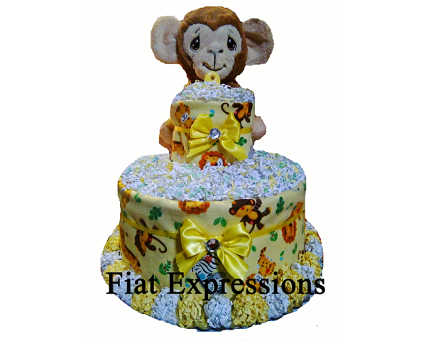 Yellow Safari Monkey Diaper Cake Fiat Expressions A Baby Shower