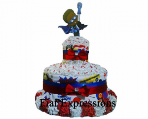 Fiat Expressions African American Superhero Diaper Cake - 2 Tier