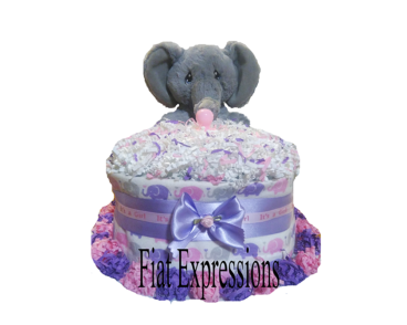 Pink & Purple Elephant Blanket Diaper Cake