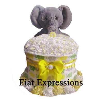 Yellow Elephant Blanket Diaper Cake
