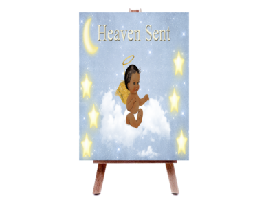 Fiat Expressions Heaven Sent Blue Gold Baby Shower Poster Backdrop