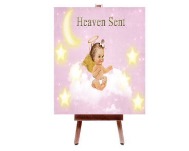 Pink & Gold Heaven Sent Baby Shower Poster