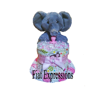 Jungle Safari Elephant Pink Mini Diaper Cake