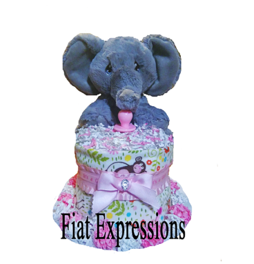Jungle Safari Elephant Pink Mini Diaper Cake