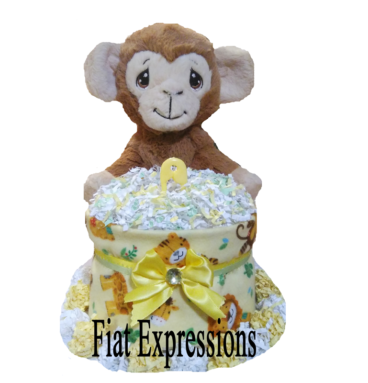 Yellow Jungle Monkey Mini Diaper Cake