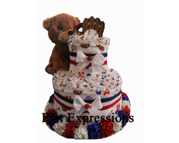 Teddy Bear Baseball Diaper Cake