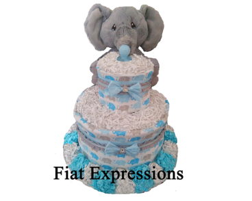 Elephant Blue Gray Diaper Cake