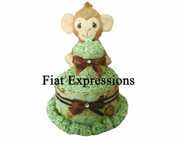 Monkey Boy Green Safari Diaper Cake