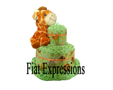 Giraffe Girl Green Safari Diaper Cake