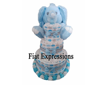 Elephant Blue 3 Tier Diaper Cake