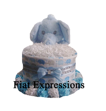 Blue Elephant Blanket Diaper Cake