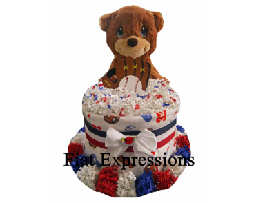 Teddy Bear Baseball Sports Mini Diaper Cake