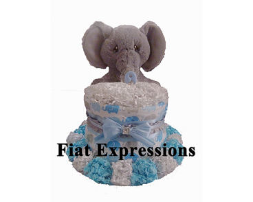 Elephant Blue Gray Mini Diaper Cake