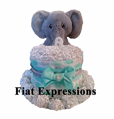 Elephant Mint Green Mini Diaper Cake