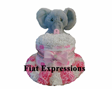 Elephant Pink Gray Mini Diaper Cake