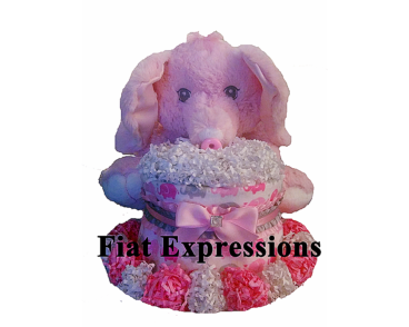 Pink Elephant Mini Diaper Cake