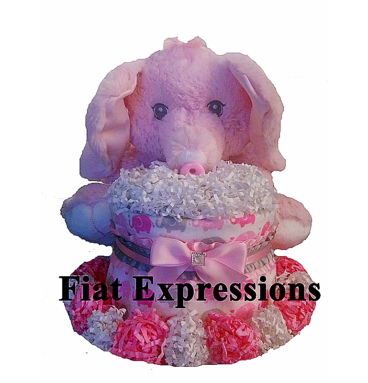 Pink Elephant Mini Diaper Cake