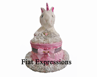 Unicorn Princess Paisley Pink Silver Mini Diaper Cake