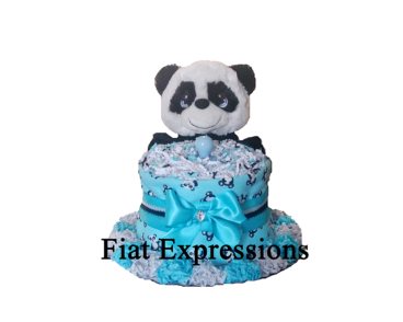 Panda Bear Blue Mini Diaper Cake