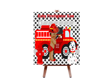 Fiat Expressions Fireman Red Black Baby Shower Poster Backdrop