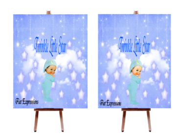 Fiat Expressions Twinkle Star Blue Baby Shower Poster Backdrop