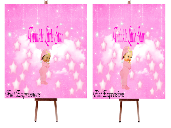 Fiat Expressions Pink Twinkle Little Star Baby Shower Poster