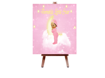 Fiat Expressions Twinkle Star Pink Gold Baby Shower Poster Backdrop
