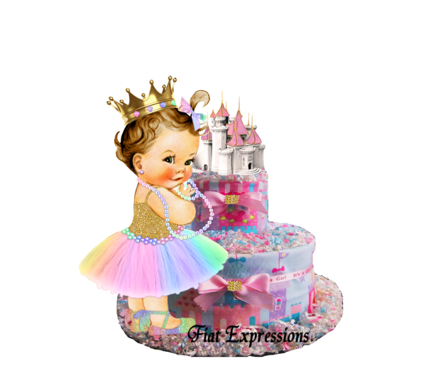 Fiat Expressions Princess Pink & Blue Burp Cloth Diaper Cake